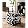 White Zebra Fabric Storage Ottoman Stool