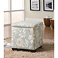 Flower Pattern Fabric Storage Ottoman Stool