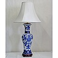 Crown Lighting Blue and White Tall Mum Floral Table Lamp