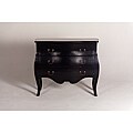 Lightly Distressed 3-Drawer Black Bombe Chest