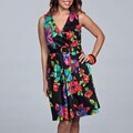 Spense Women's Black Floral Belted Dress