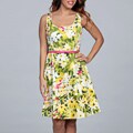 Spense Women's Floral Pleated Belted Dress