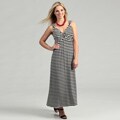 Spense Women's Black/ Ivory Mock Wrap Maxi Dress
