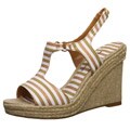 Ann Marino Women's 'Jackel' Tan Striped Espadrille Wedge Sandals