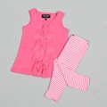 ABS Infant Girl's Ruffle Front Top with Striped Leggings Set