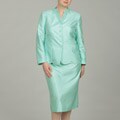 Emily Women's Plus Size Light Mint Embellished Skirt Suit