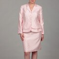 Emily Women's Plus Size Pink Five Button Jacket Skirt Suit