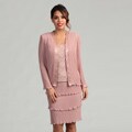 Patra Women's Stretch Lace and Pleated Chiffon Mock Jacket Dress