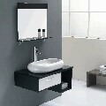 Solid Oak White and Black 31.4-inch Ceramic Bathroom Vanity