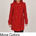 Larry Levine Women's Double-Breasted Hooded Wool Coat