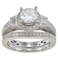14k White Gold 1 1/3ct TDW Diamond and Cubic Zirconia Ring Set (G-H, I2-I3)