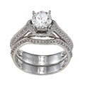 14k White Gold 1ct TDW Diamond and Cubic Zirconia Ring Set (G-H, I2-I3)