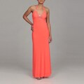 Morgan & Co. Junior's Neon Coral Beaded Halter Dress