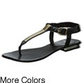Bronx Women's 'A Winner' Leather T-strap Sandals