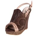 Ardiente Women's 'Peep Shoe' Coffee Open-toe Wedge Heels