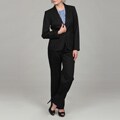 Kasper Women's Black/ Blue Pinstripe 3-piece Suit