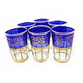 Set of 6 Mek Blue Tea Glasses (Morocco)