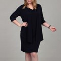 Connected Apparel Women's Plus Size Mock Jersey Navy Dress