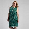 Connected Apparel Women's Plus Size Teal Dress