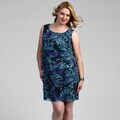 Connected Apparel Women's Blue Plus Size Dress