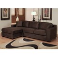 Monrovia Dark Brown Nailhead-Trim Microsuede Sectional Sofa