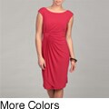 Connected Apparel Women's Side-drape ITY Dress