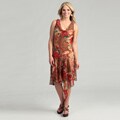 Connected Apparel Women's Rust Sequin Chiffon Dress