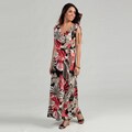 London Times Women's Soft White/ Coral Ruched Maxi Dress