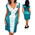 Stanzino Women's Plus Emerald/ White Satin Colorblocked Dress