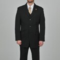Stacy Adams Men's 3-button Black Striped Suit
