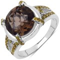 Silver Smokey Topaz and 1/3ct TDW Yellow Diamond Ring (8 1/3ct TGW)
