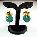 Goldtone Turqouise and Bead Dolphin Earrings (Thailand)