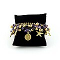 Goldtone Amethyst and Brass Bead Bracelet (Thailand)