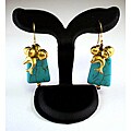 Goldtone Turqouise Bead Earrings (Thailand)