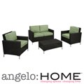 angelo:HOME Napa Springs Bamboo Green 4 Piece Indoor/Outdoor Wicker Furniture Set