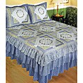 'Morning Glory' Cotton Hand-pieced Embroidered Quilt Set