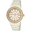 Le Chateau Womens Persida White Ceramic Zirconia Studded Bezel Watch
