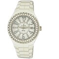 Le Chateau Women's 'Persida' White Ceramic Zirconia Studded Bezel Watch