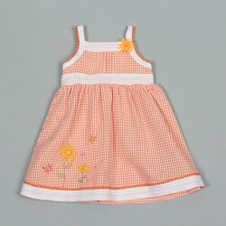 So La Vita Infant Girl's Orange Seersucker Dress