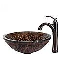 Kraus Copper Forest Glass Vessel Sink and Riviera Faucet Oil Rubbed Bronze