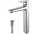 Kraus Virtus Single Lever Vessel Faucet with Pop Up Drain Brushed Nickel
