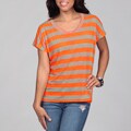 Pretty Rebellious Junior's Neon Orange Stripe Tee