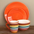 Omniware Rio Stripe and Orange 16-piece Dinnerware Set