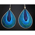 Brass Blue and Green Thread Earrings (India)