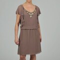 S.L Fashions Women's Beaded Neckline Blouson Dress