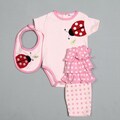 Rumble Tumble Infant Girl's Ladybug and Dot Creeper Set