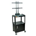 Luxor Black Flat Panel Adjustable AV Cart with Cabinet