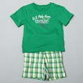 US Polo Boy's Tee and Plaid Shorts Set (Size 4-6x)