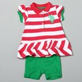 US Polo Newborn Girl's Pink/Green Stripe Tunic and Short Set