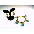Goldtone Turquoise Heart Bracelet and Earrings Set (Thailand)